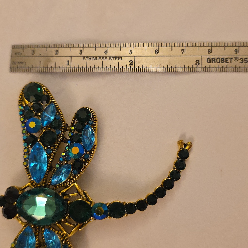 Dragonfly Brooch,Aqua and SeaBlue,Large - Picture 4 of 5